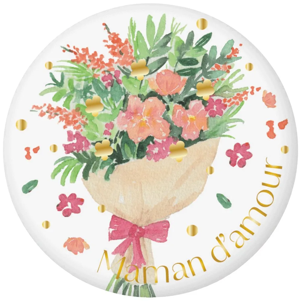 [MAGR44P001] MAGNET ROND AQUARELLE - MAMAN D'AMOUR