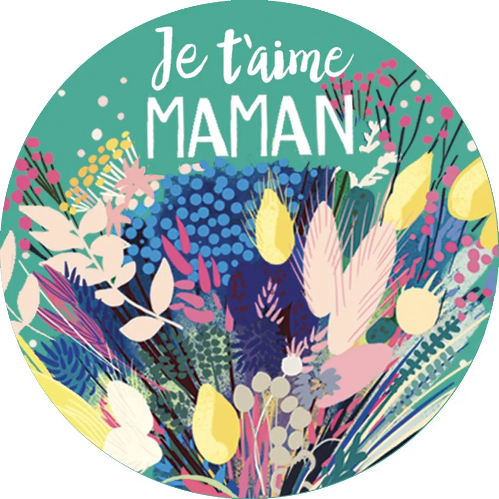MAGNET ROND CAKE AND CRAYONS - JE T'AIME MAMAN