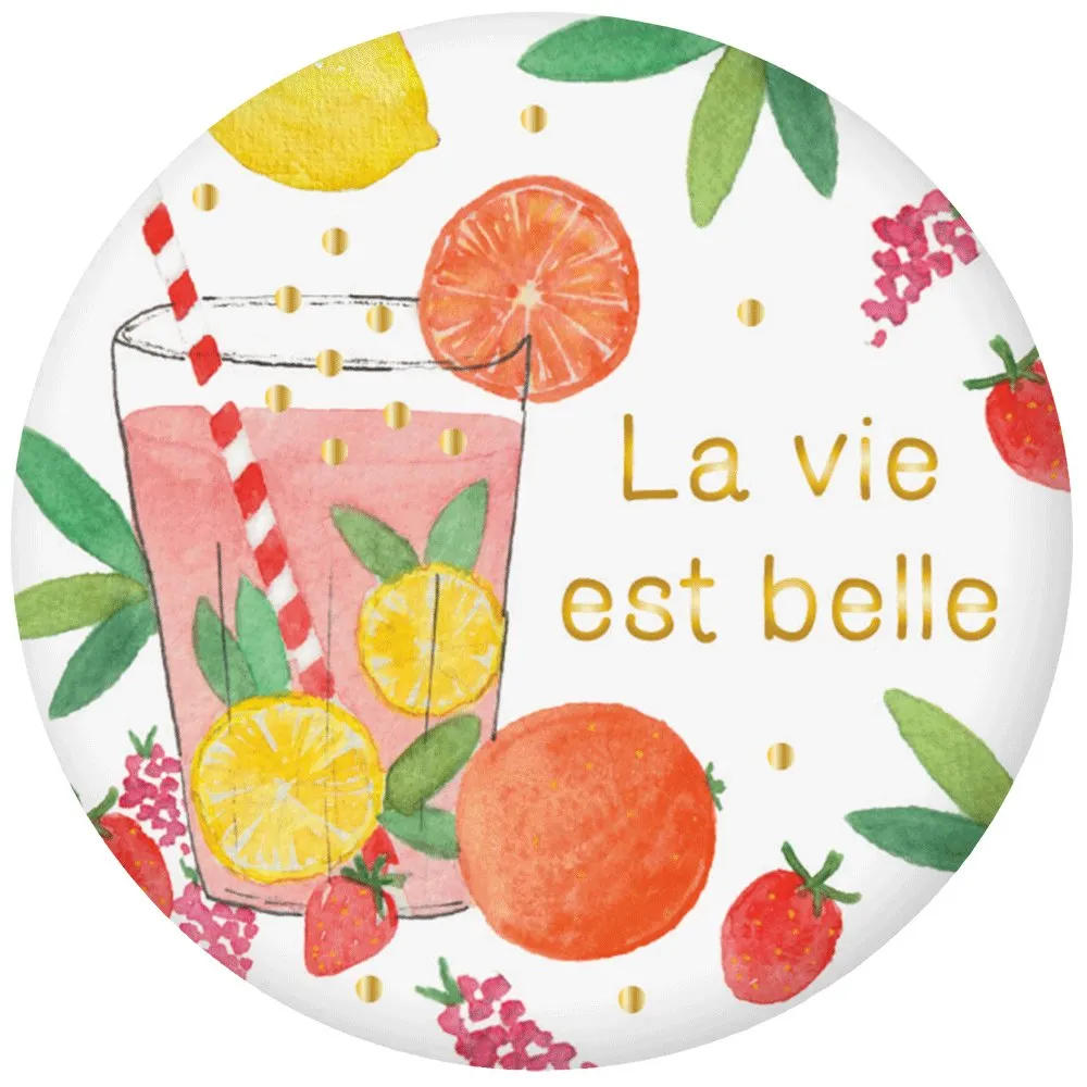 [MAGR44P009] MAGNET ROND AQUARELLE - LA VIE EST BELLE