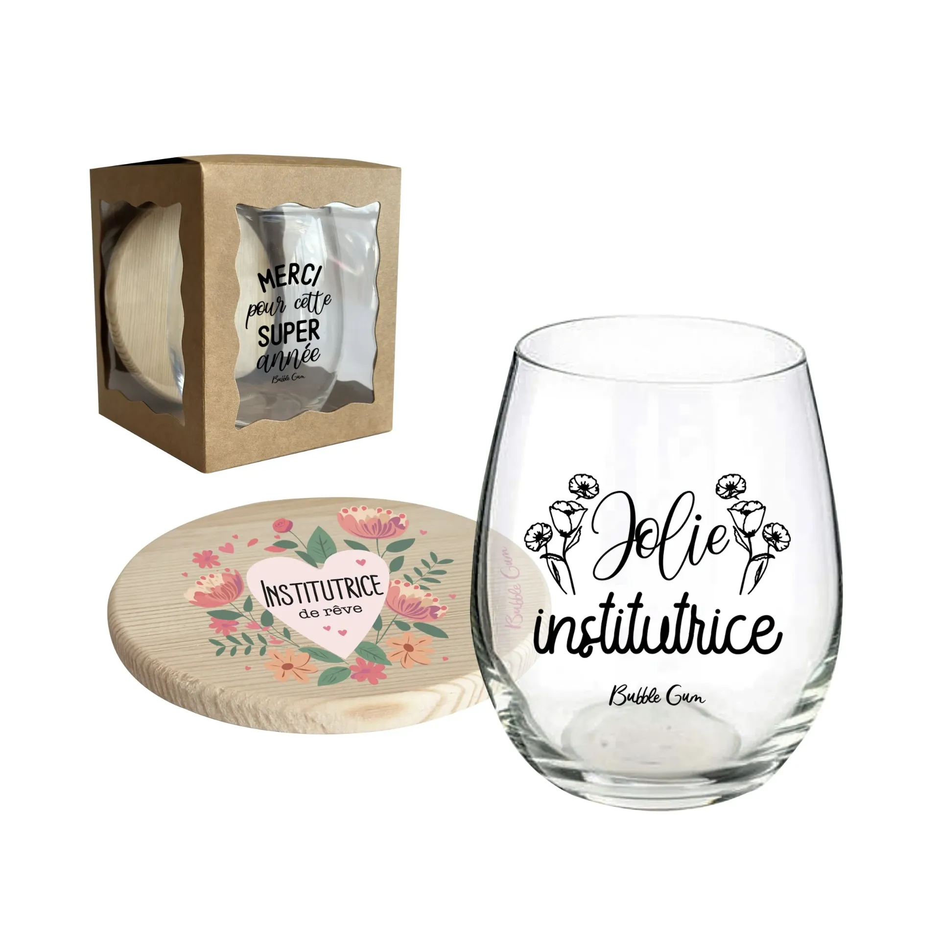 Verre et dessous de verre - Jolie Institutrice