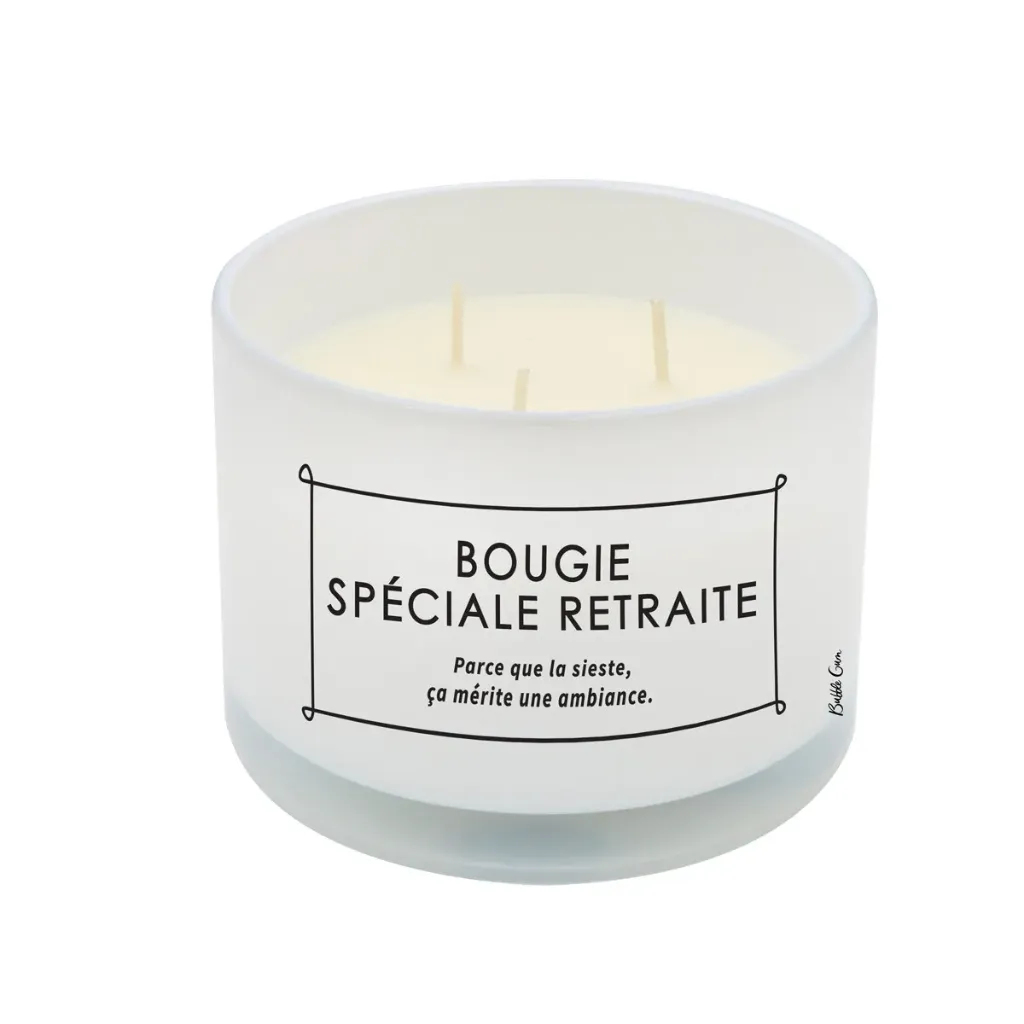 Bougie blanche 3 mèches - Bougie spéciale retraite