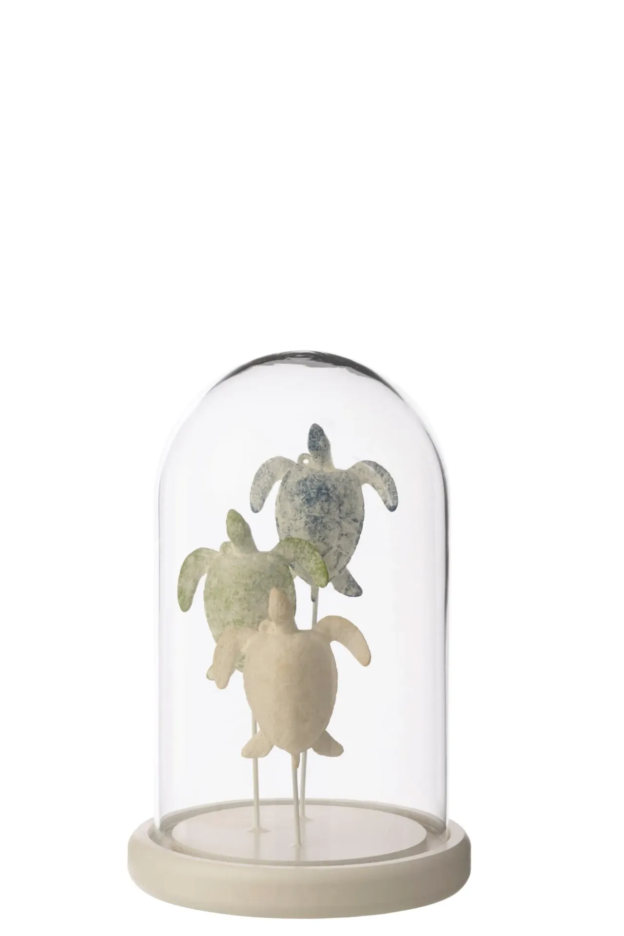 [61613] Cloche Décorative Turtle Verre Blanc/Bleu Clair Small(14x14x22cm)