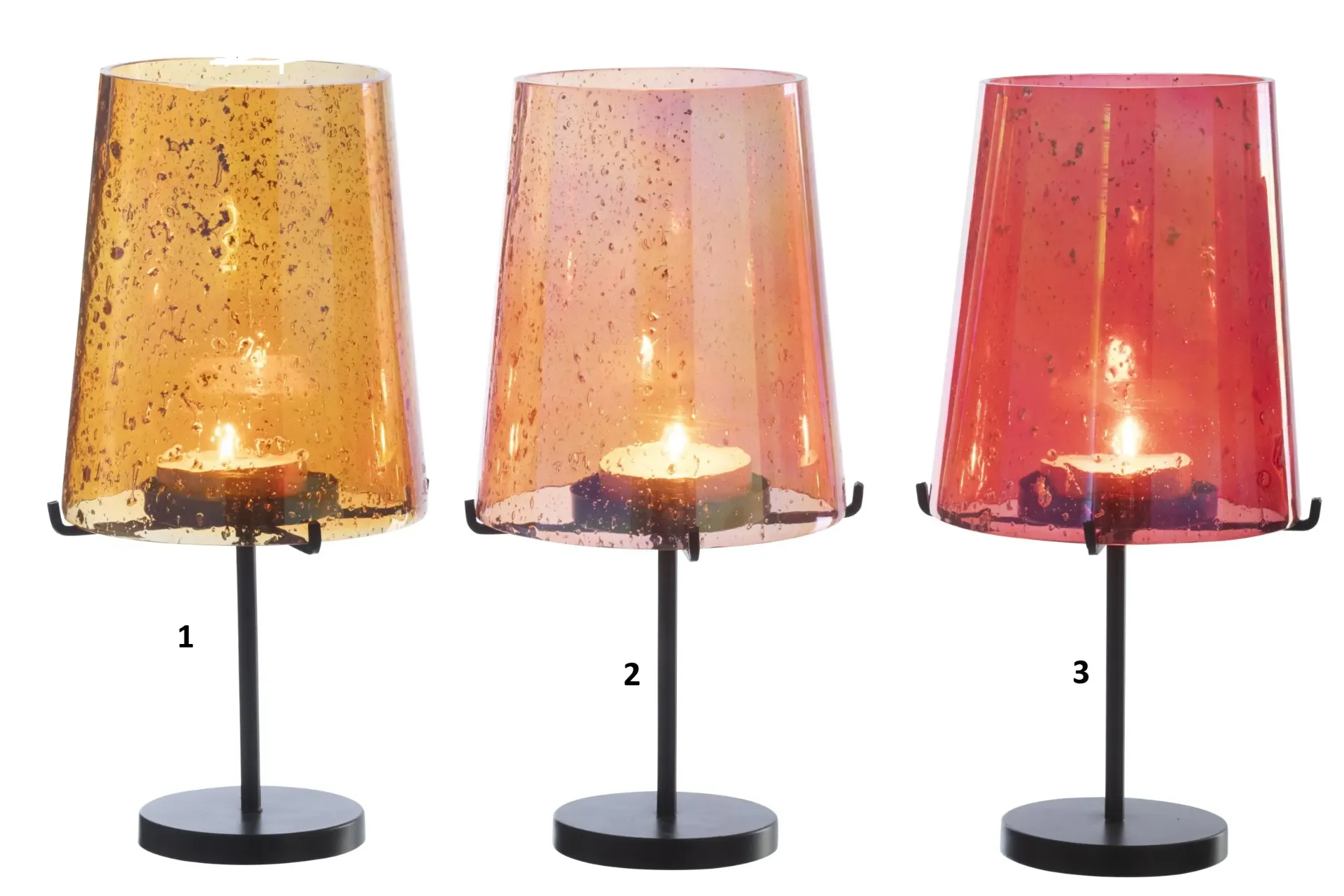 Photophore Verre Orange/Rouge 14.5X14.5X30CM