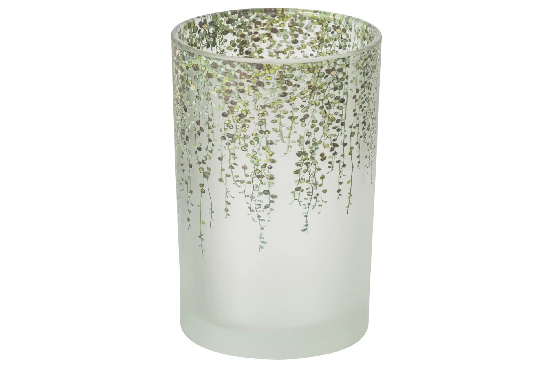 Photophore Feuilles Cylindre Verre Vert Foncé/Transparent Large