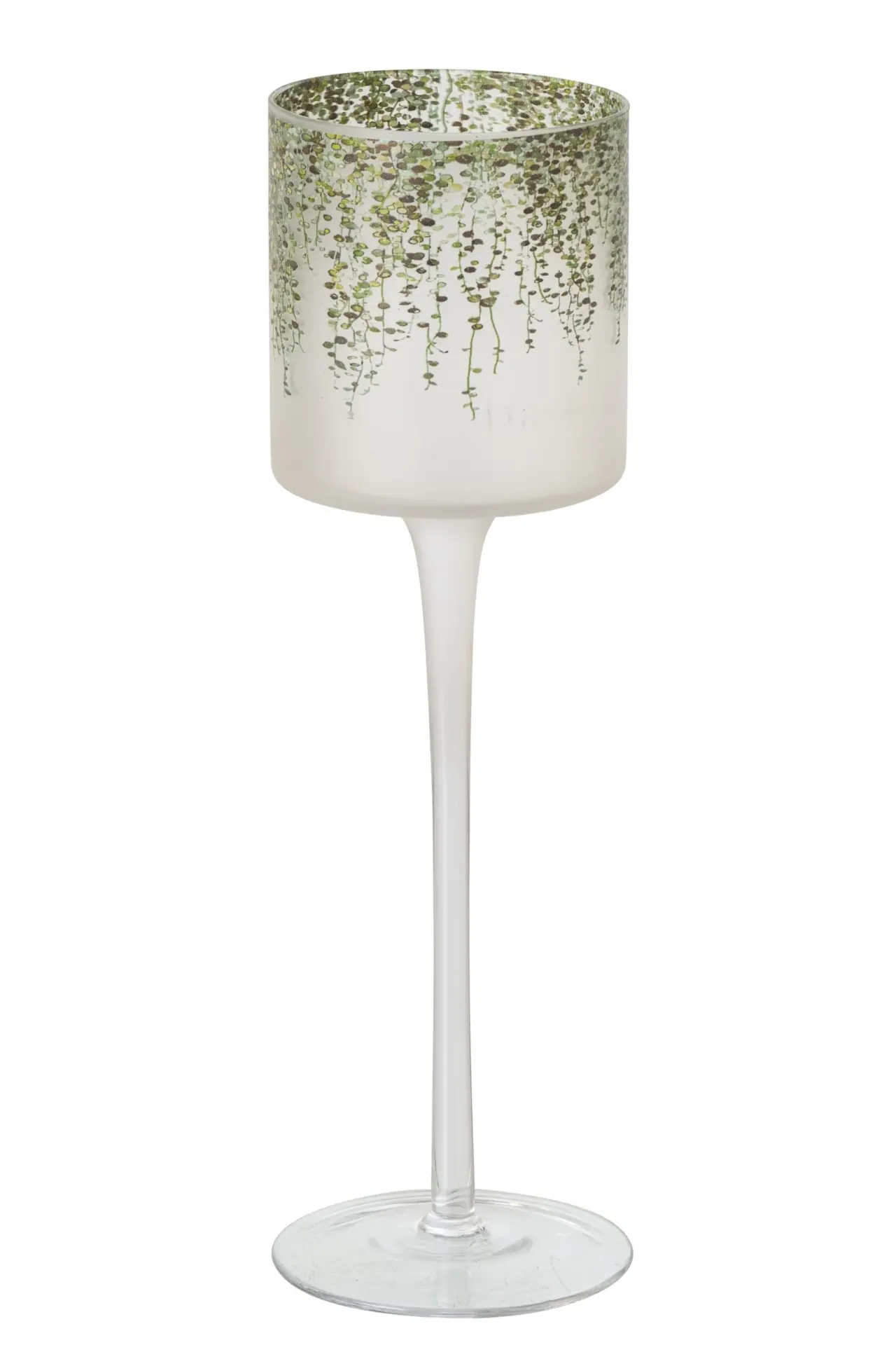 [268614] Photophore Sur Base Verre Vert Foncé/Transparent Large