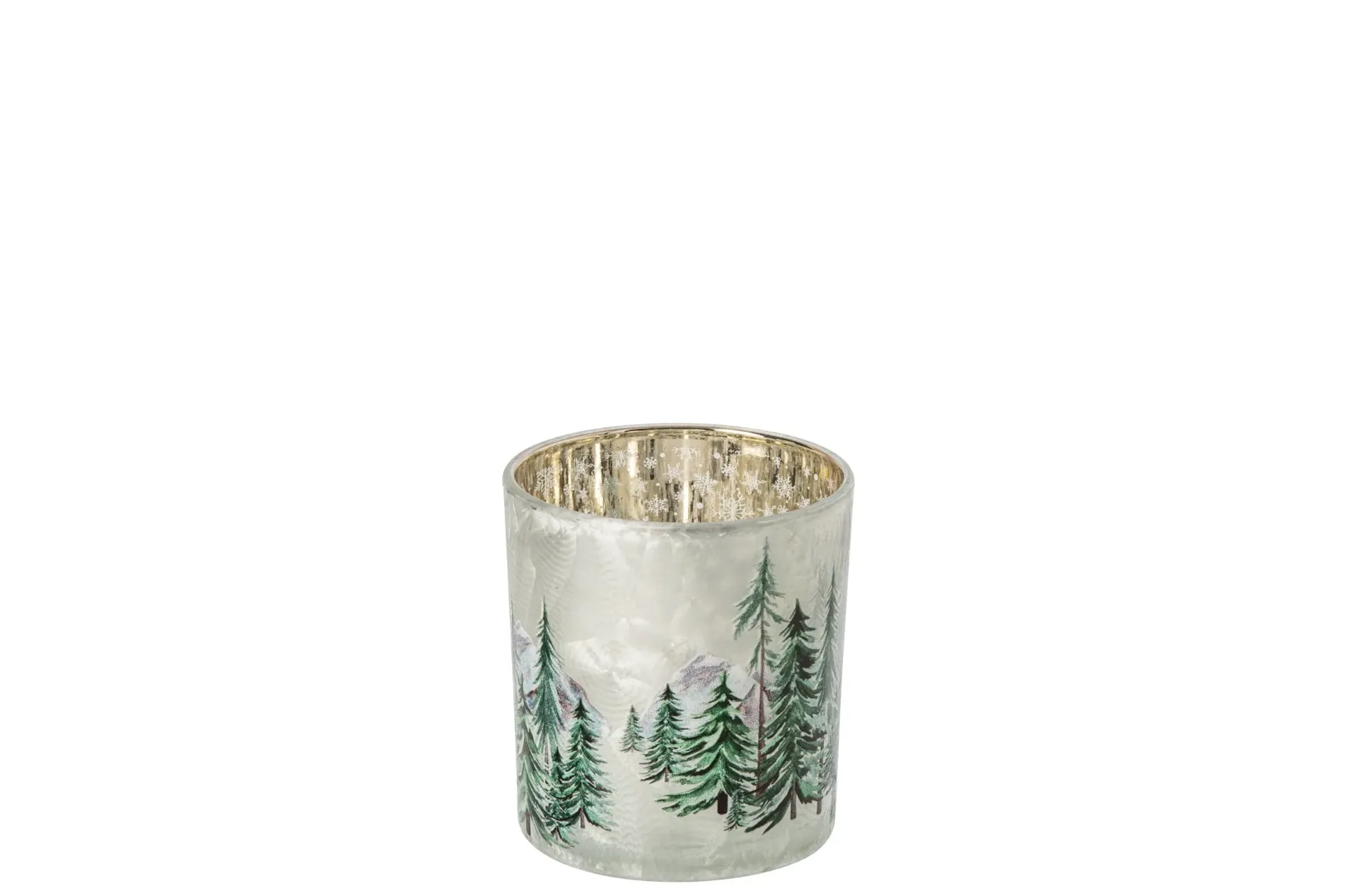 [268718] Photophore sapin Verre Blanc/Vert Foncé Small