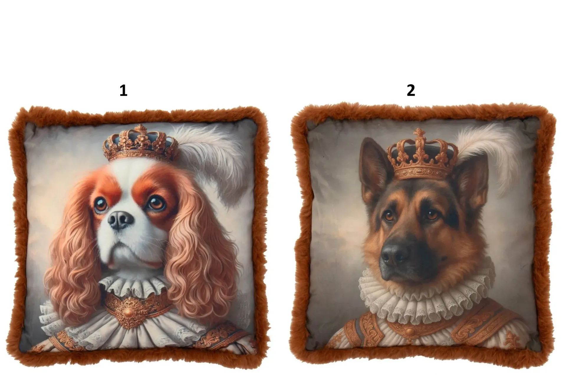 Coussin Chien + Couronne Polyester Rouille