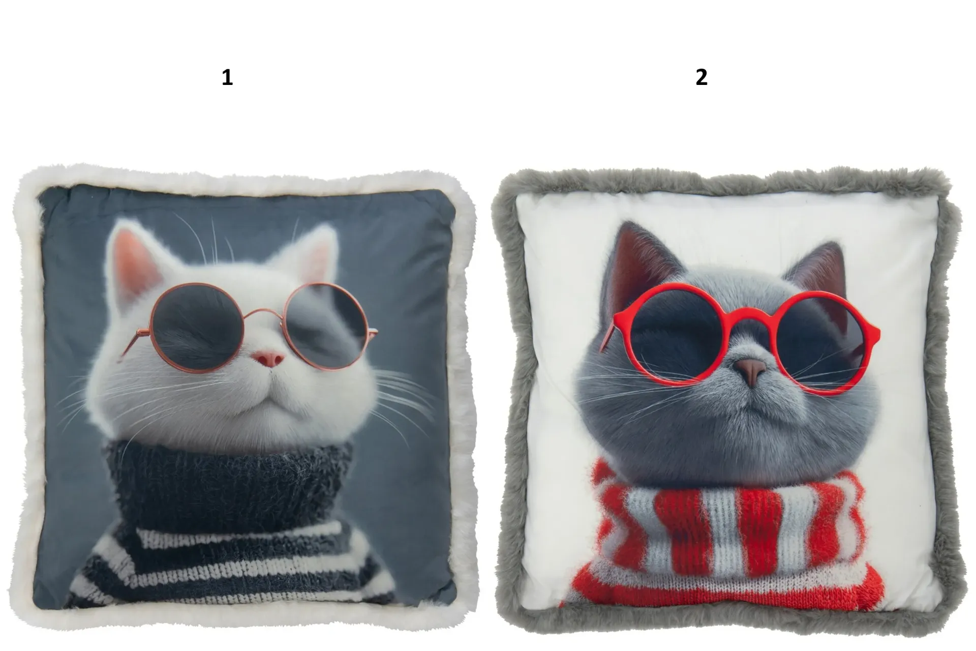 Coussin Chat + Lunettes Polyester Multi
