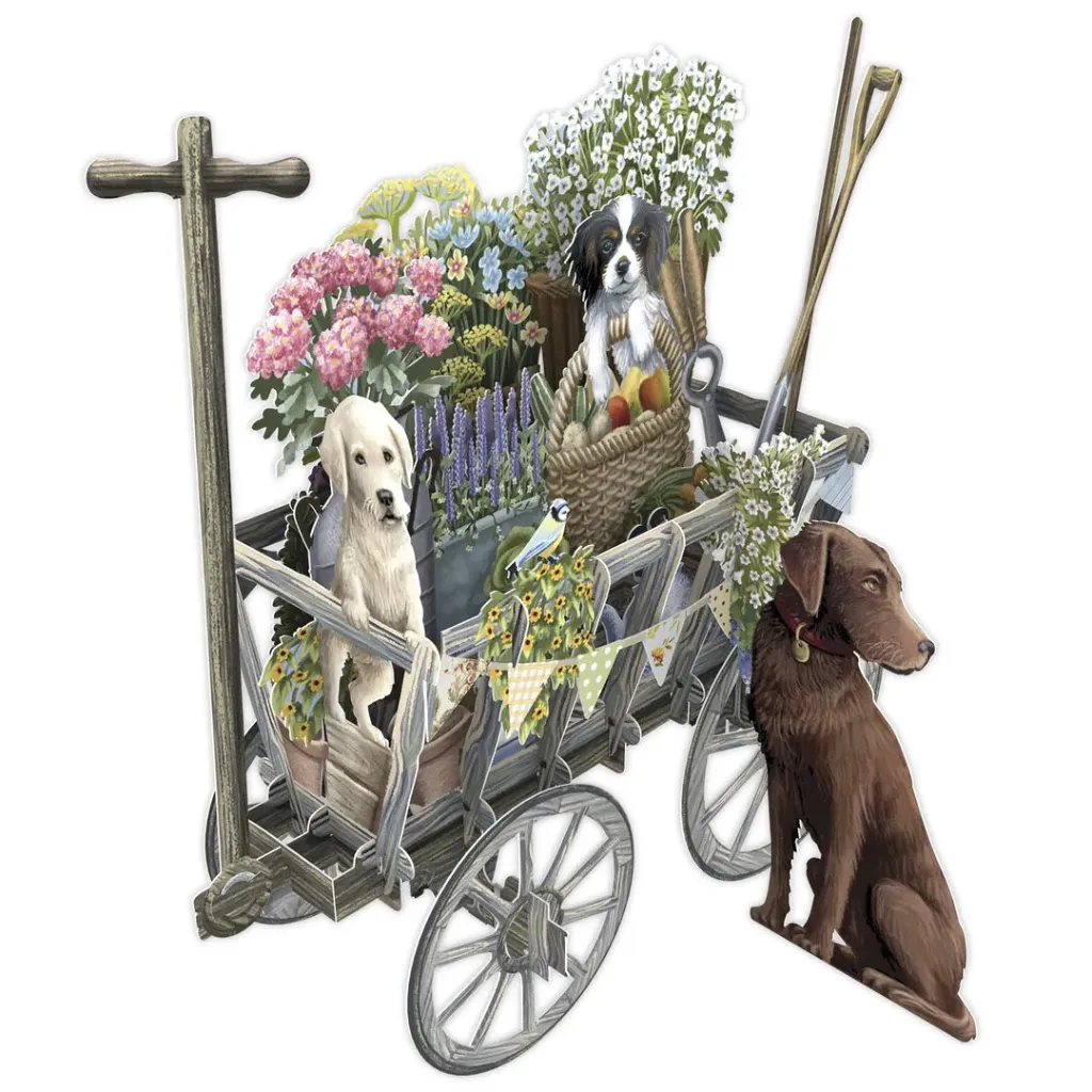 Carte 3D charrette chien