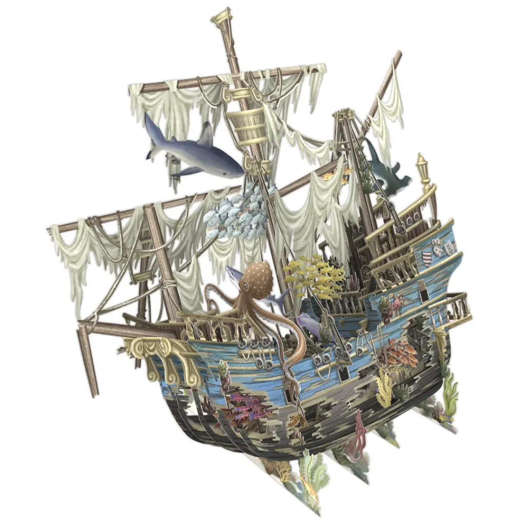 Carte 3D Galion coulé