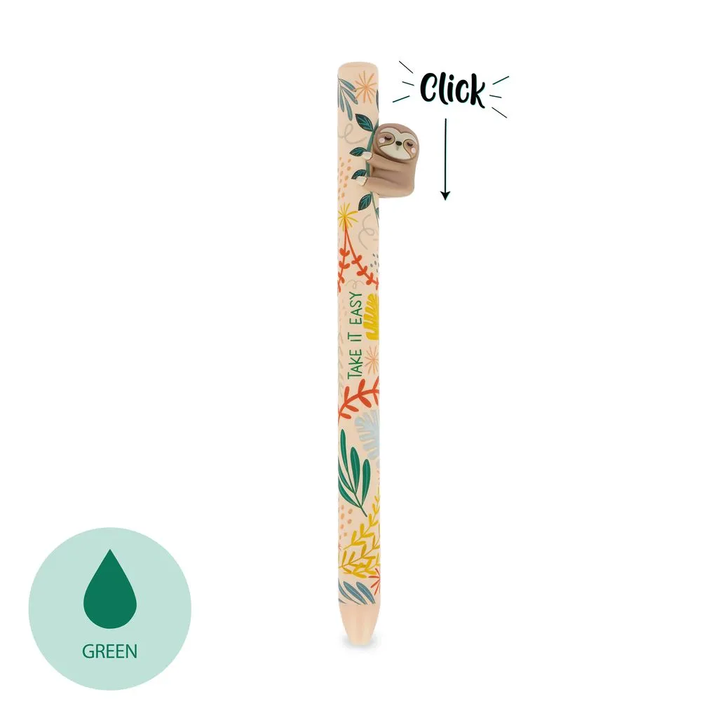 CÂLINS GRATUITS - STYLO À BILLE RÉTRACTABLE - PARESSEUX - ENCRE VERTE