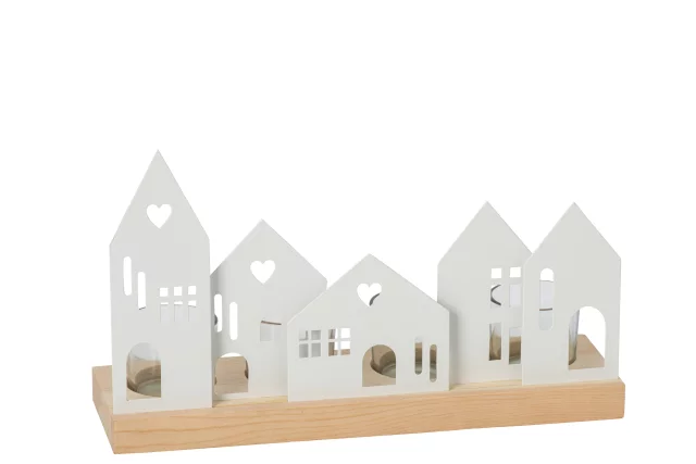 [266588] Photophore Maisons Fer Blanc Large