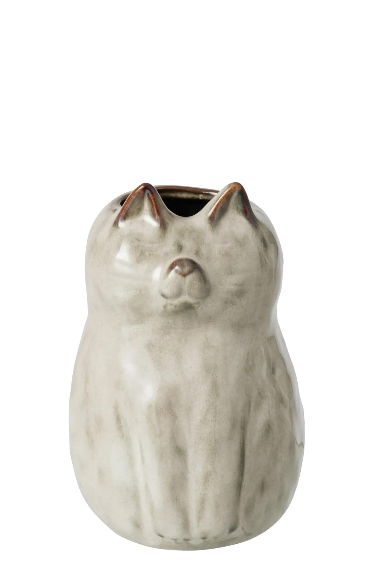 Vase Chat Porcelaine Gris Vert Large