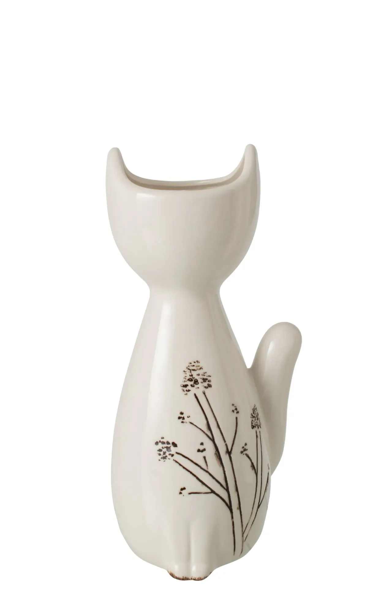 Vase Chat Porcelaine Blanc/Noir Medium