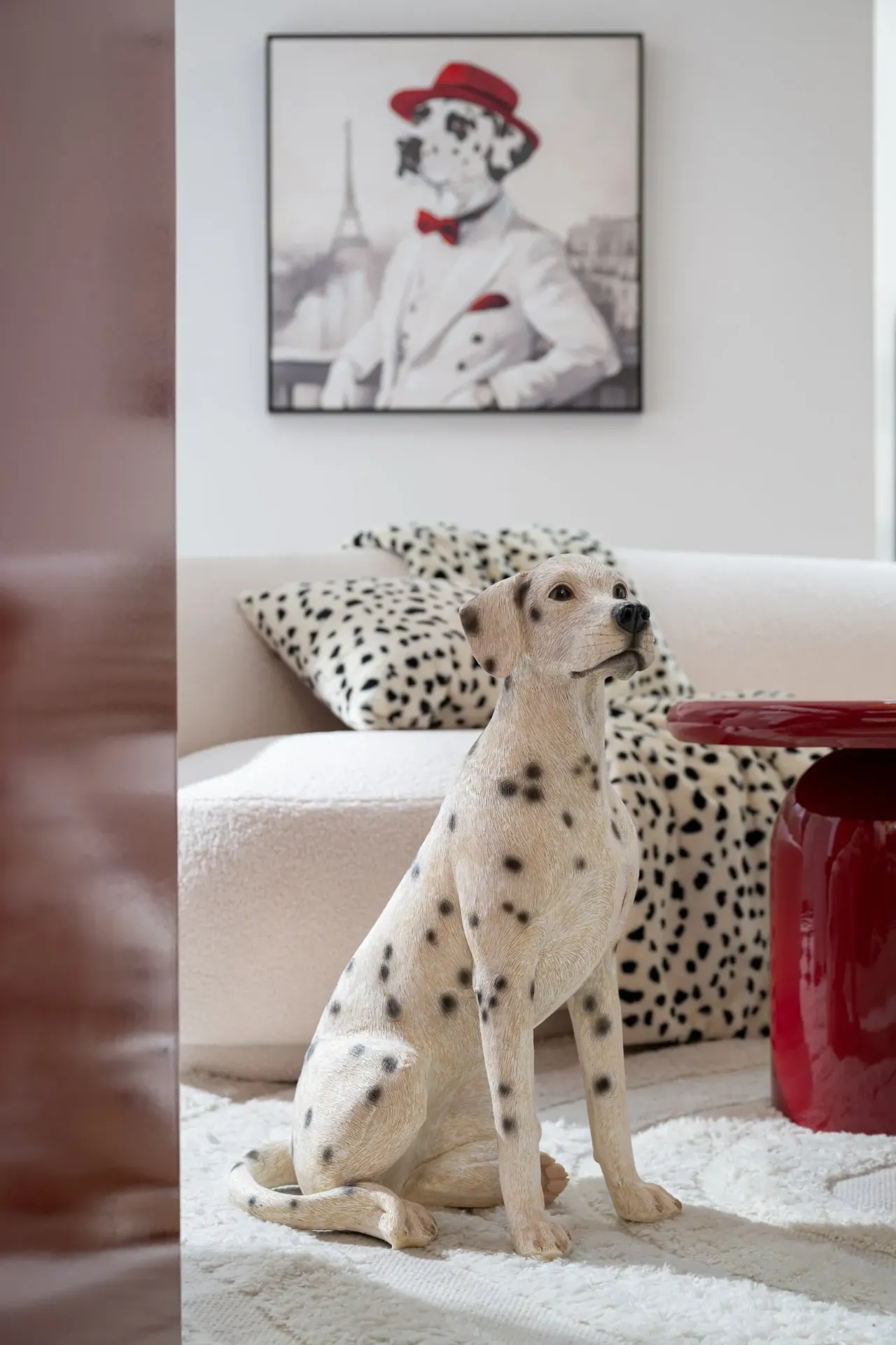 Chien Dalmatien Polyrésine Blanc/Noir Small