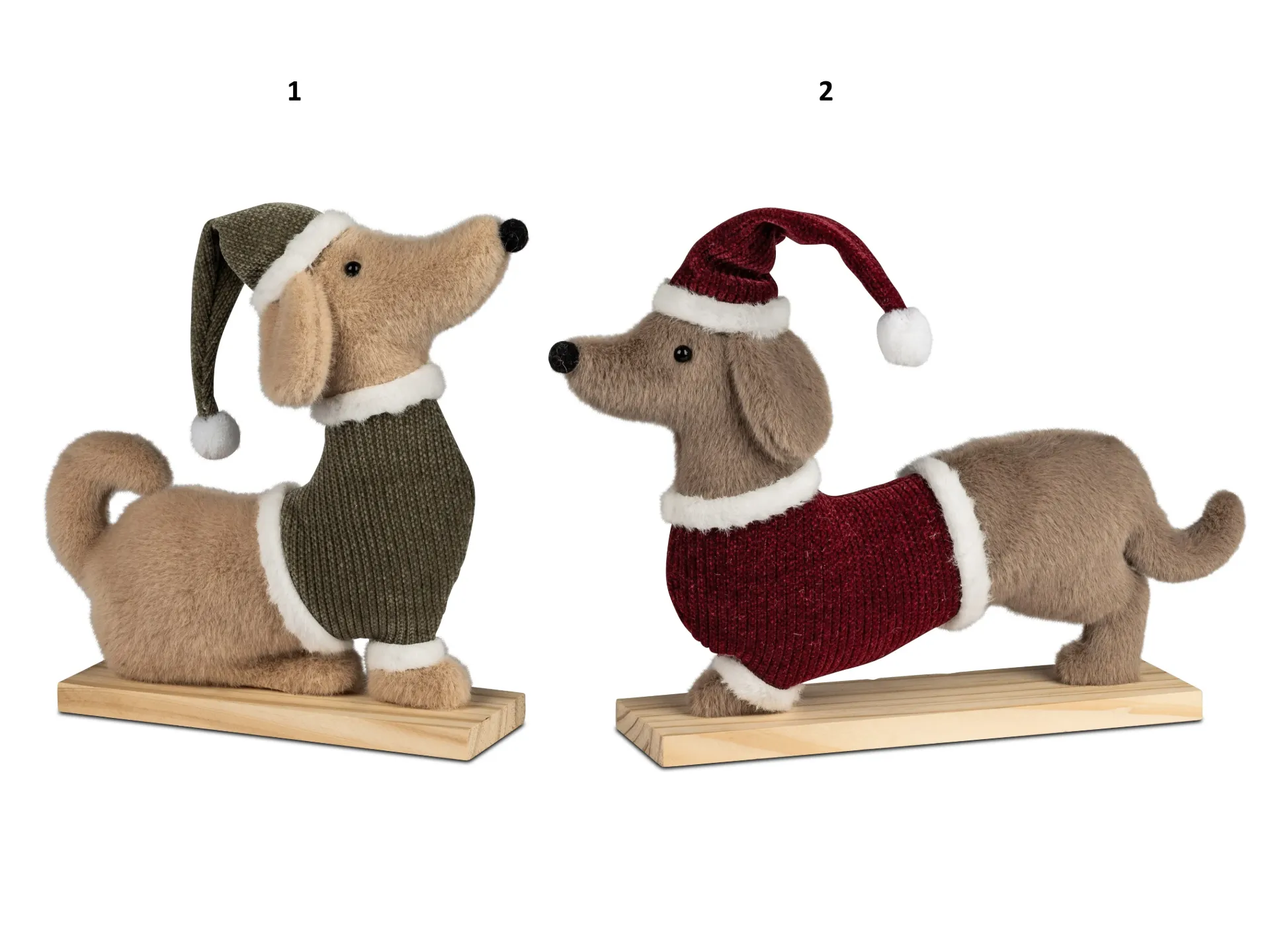 Teckel 25 cm peluche et bois