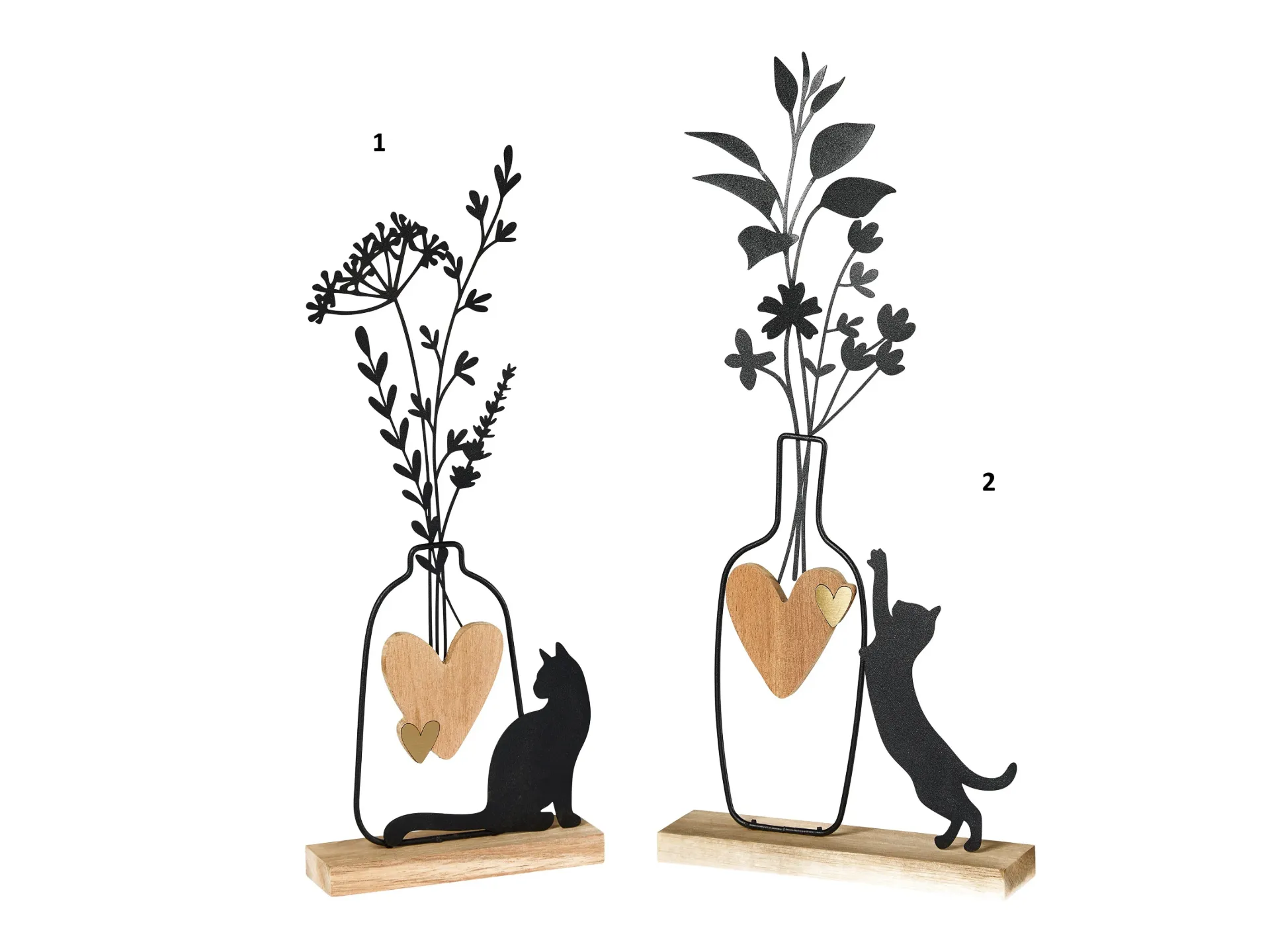 [5 87 60 2] Vase chat 36x40 bois-métal
