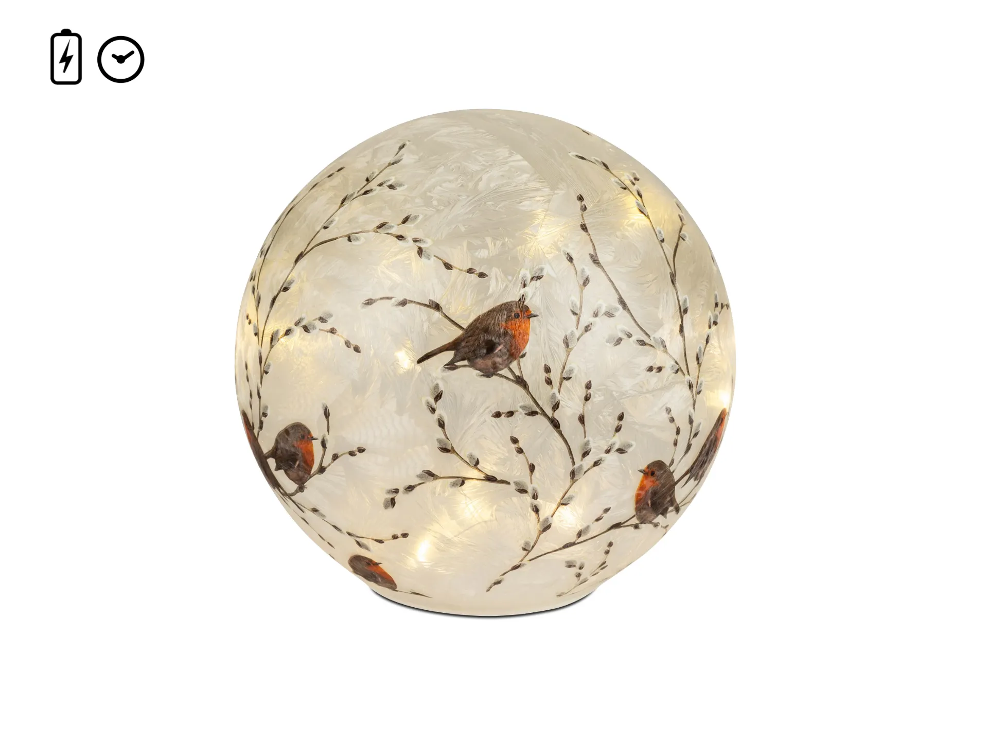 Boule lumineuse rouge-gorge led 18cm