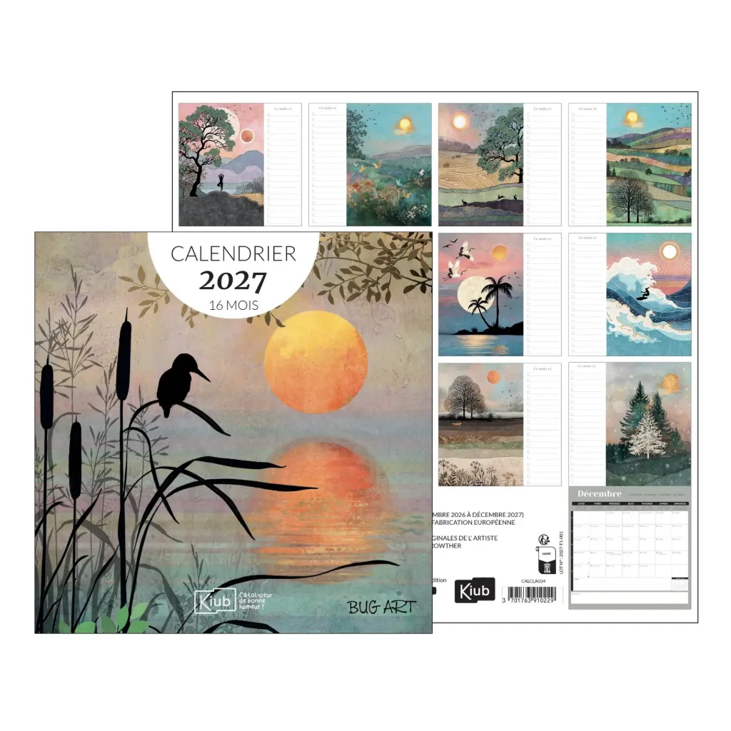 CALENDRIER CLASSIQUE 16 MOIS 2027 - BUG ART ASSORTIS SCENICS