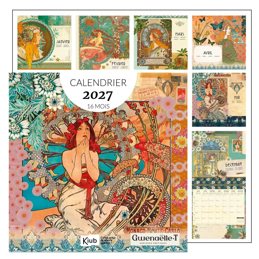 CALENDRIER CLASSIQUE 16 MOIS 2027 - GWENAELLE TROLEZ ART NOUVEAU
