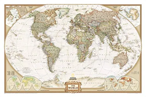 World politique antique carte murale plastifiée 1/29 117x77cm