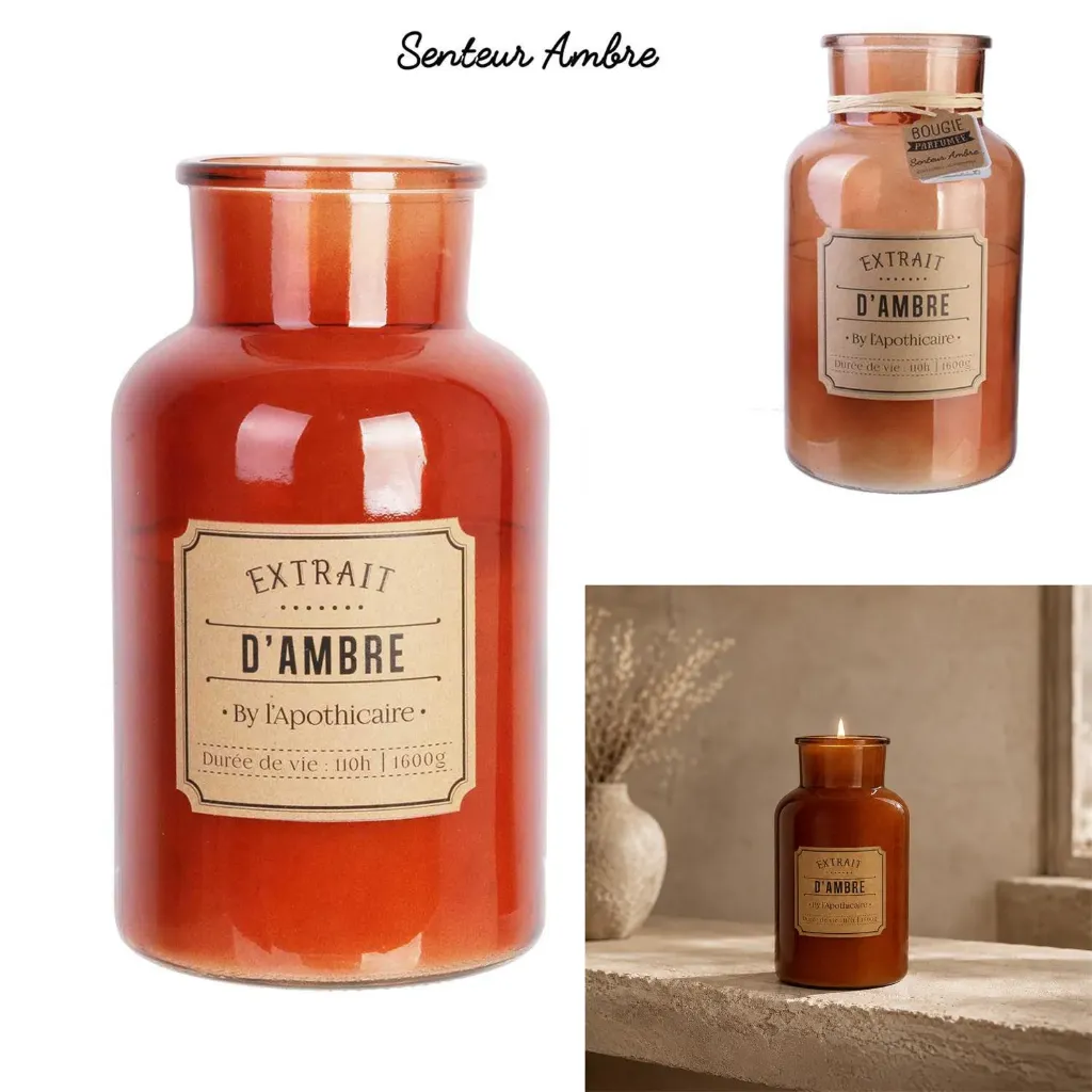 [BO5169] BOUGIE PARFUMEE AMBRE APOTHICAIRE H25.5CM M2
