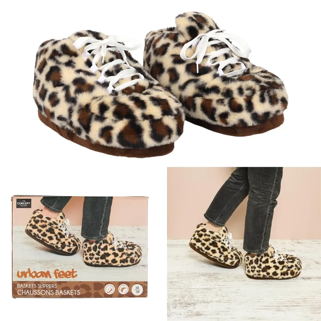 CHAUSSONS BASKETS XXL LEOPARD